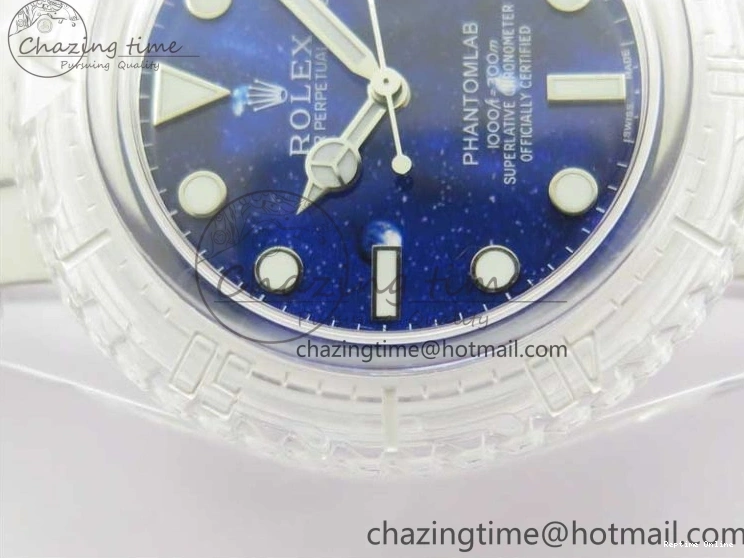 0512 Submariner Phantomlab Transparent KZF Best Edition Deep Blue Dial on White Rubber Strap VR WellDesigned 2568